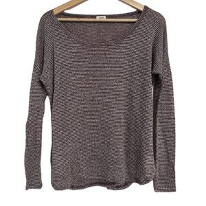 Garage Womens Top Size SMALL Burgundy Striped Stretch Long Sleeve Textured